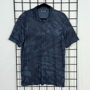 Travis Mathew Capsize Golf Polo Shirt Mens Large Blue Casual Camo Watersound